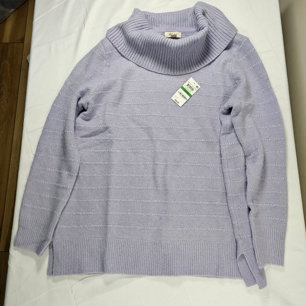 Style & Co Cowl Neck Sweater Womens Large Purple Soft Knit NWT‎